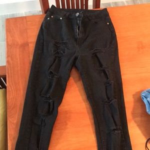 Black Very Ripped Fashion Nova High-Waisted Jeans